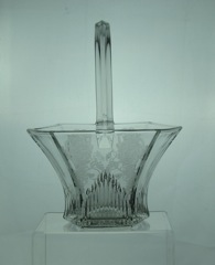 #458 Picket Basket, Crystal with #350 Mums Etch, 1916-1933
